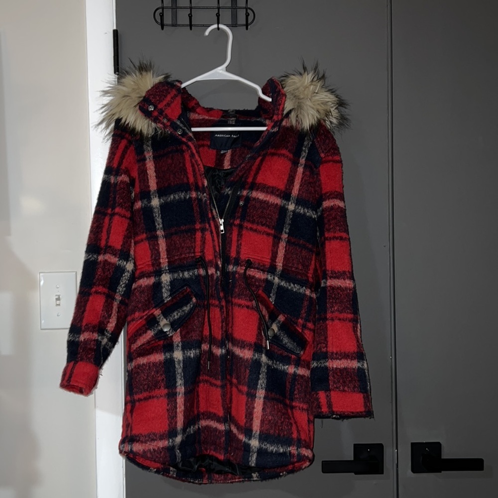 AEO plaid coat XS - Like New!
